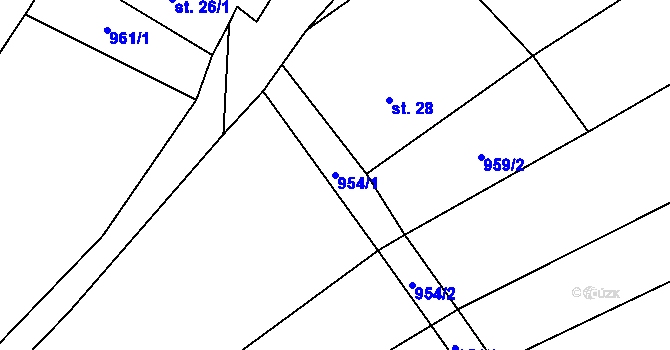 Parcela st. 954/1 v KÚ Březí u Trhových Svinů, Katastrální mapa