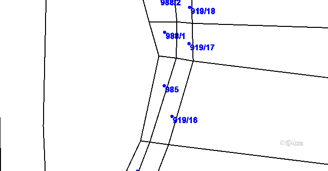 Parcela st. 985 v KÚ Březí u Trhových Svinů, Katastrální mapa
