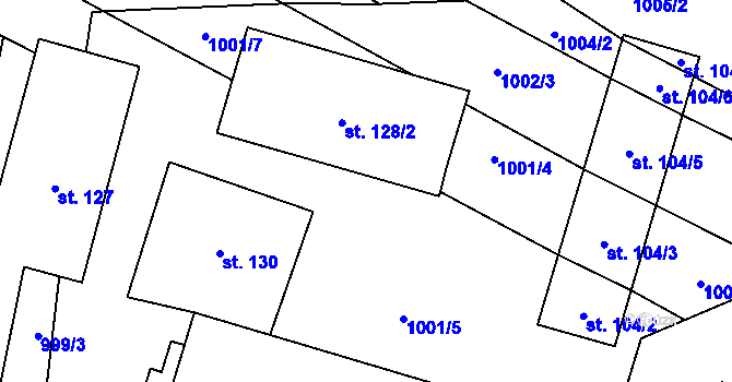 Parcela st. 1000/2 v KÚ Březí u Trhových Svinů, Katastrální mapa