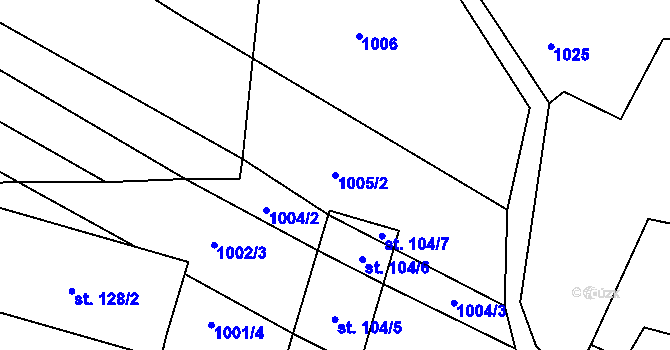 Parcela st. 1005/2 v KÚ Březí u Trhových Svinů, Katastrální mapa