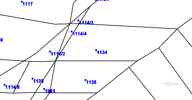 Parcela st. 1134 v KÚ Březí u Trhových Svinů, Katastrální mapa