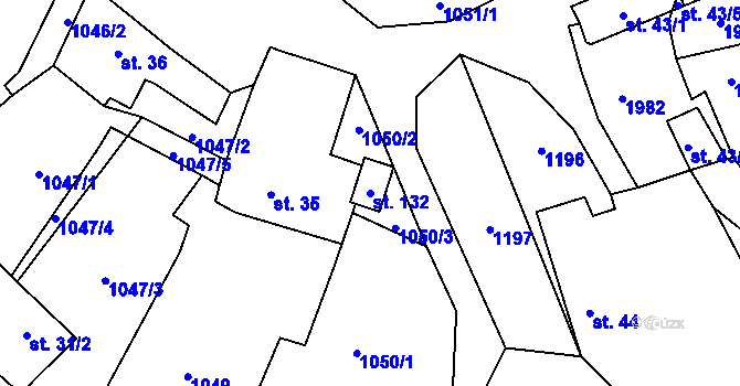 Parcela st. 132 v KÚ Březí u Trhových Svinů, Katastrální mapa