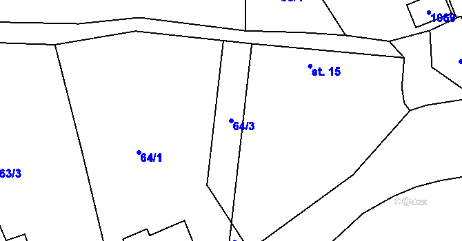 Parcela st. 64/3 v KÚ Něchov, Katastrální mapa
