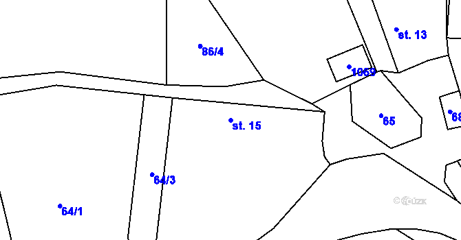 Parcela st. 15 v KÚ Něchov, Katastrální mapa