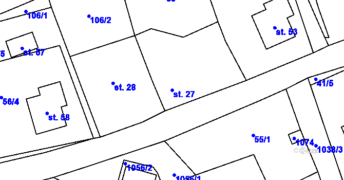 Parcela st. 27 v KÚ Něchov, Katastrální mapa
