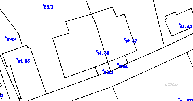 Parcela st. 36 v KÚ Něchov, Katastrální mapa
