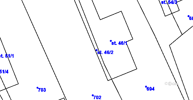 Parcela st. 46/2 v KÚ Něchov, Katastrální mapa