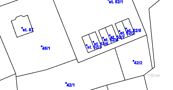 Parcela st. 52/3 v KÚ Něchov, Katastrální mapa