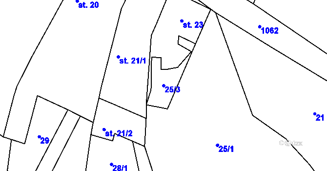 Parcela st. 25/3 v KÚ Něchov, Katastrální mapa