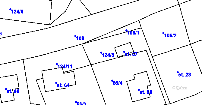 Parcela st. 124/5 v KÚ Něchov, Katastrální mapa