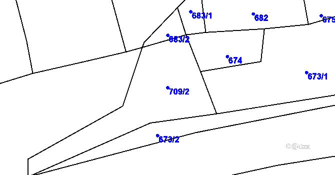 Parcela st. 709/2 v KÚ Něchov, Katastrální mapa