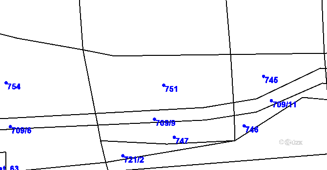 Parcela st. 751 v KÚ Něchov, Katastrální mapa