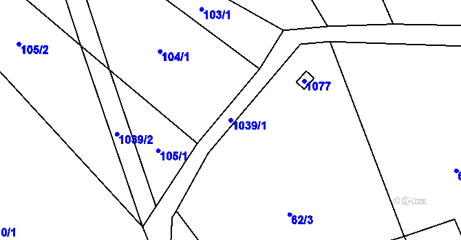 Parcela st. 1039/1 v KÚ Něchov, Katastrální mapa