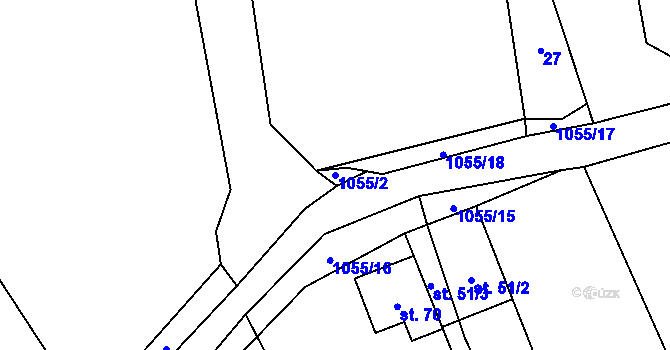 Parcela st. 1055/2 v KÚ Něchov, Katastrální mapa