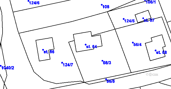 Parcela st. 64 v KÚ Něchov, Katastrální mapa