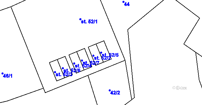 Parcela st. 52/5 v KÚ Něchov, Katastrální mapa