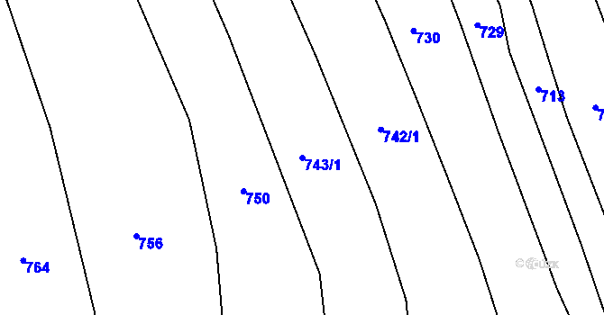 Parcela st. 743/1 v KÚ Něchov, Katastrální mapa