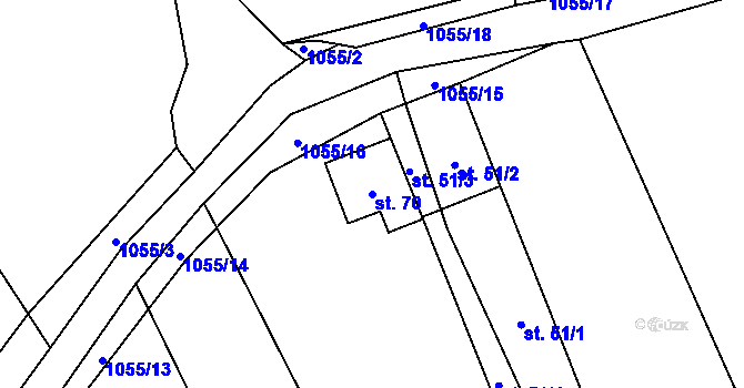 Parcela st. 70 v KÚ Něchov, Katastrální mapa