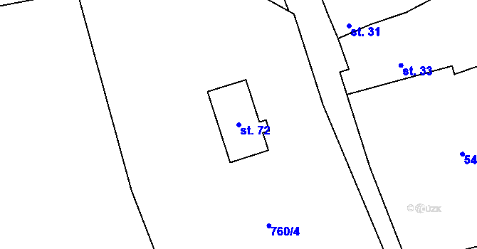 Parcela st. 72 v KÚ Něchov, Katastrální mapa