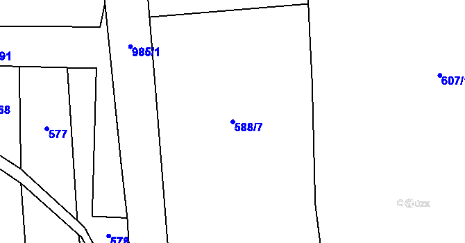 Parcela st. 588/7 v KÚ Todně, Katastrální mapa