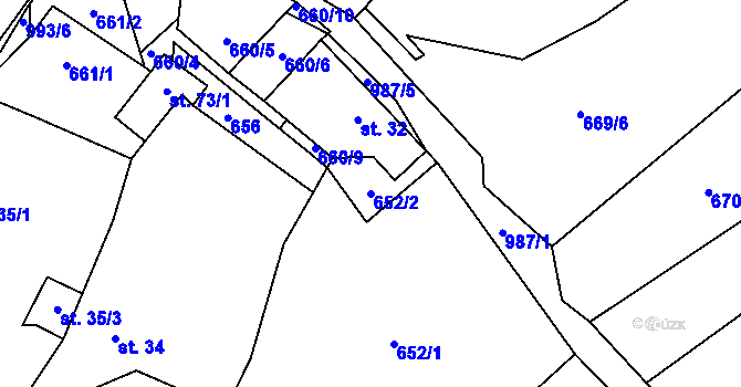 Parcela st. 652/2 v KÚ Todně, Katastrální mapa
