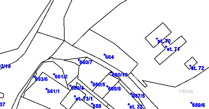 Parcela st. 664 v KÚ Todně, Katastrální mapa