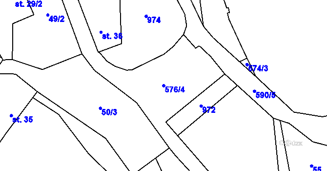 Parcela st. 576/4 v KÚ Křemenice, Katastrální mapa
