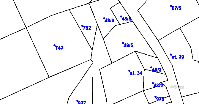 Parcela st. 576/6 v KÚ Křemenice, Katastrální mapa