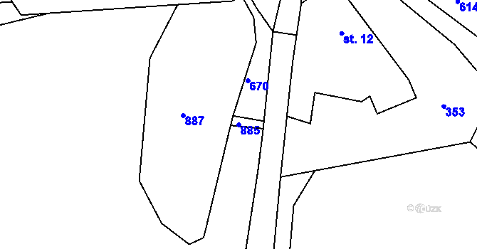 Parcela st. 885 v KÚ Křemenice, Katastrální mapa