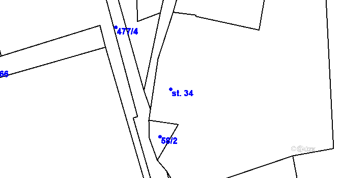 Parcela st. 34 v KÚ Nechvalice, Katastrální mapa