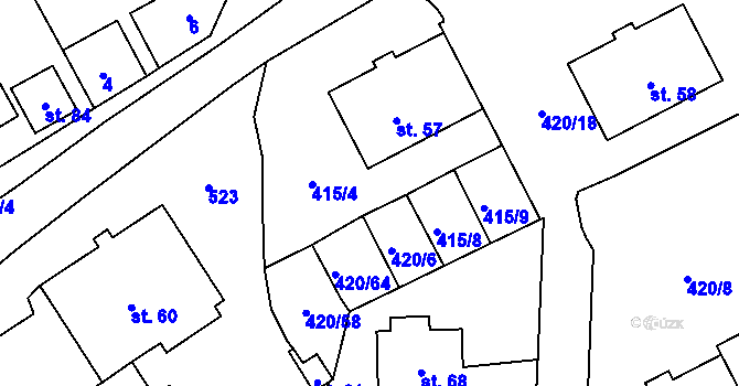 Parcela st. 420/5 v KÚ Nechvalice, Katastrální mapa