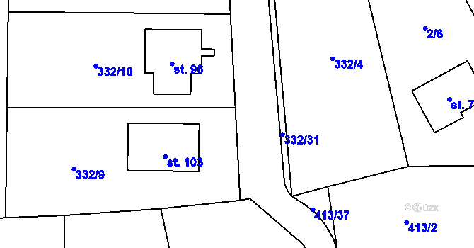 Parcela st. 332/6 v KÚ Nechvalice, Katastrální mapa