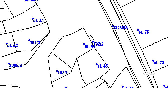 Parcela st. 44 v KÚ Nechvalín, Katastrální mapa