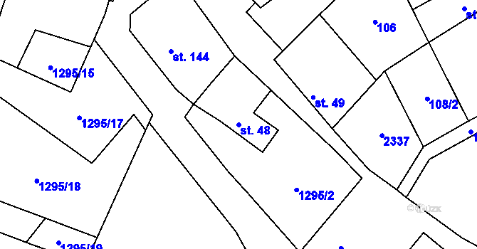 Parcela st. 48 v KÚ Nechvalín, Katastrální mapa