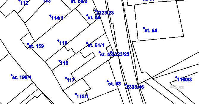 Parcela st. 62 v KÚ Nechvalín, Katastrální mapa