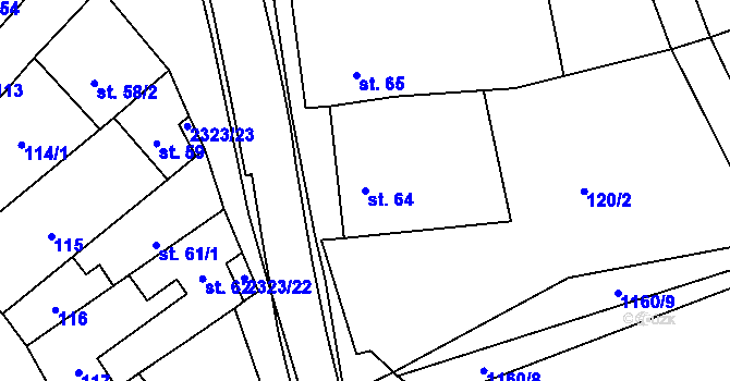 Parcela st. 64 v KÚ Nechvalín, Katastrální mapa