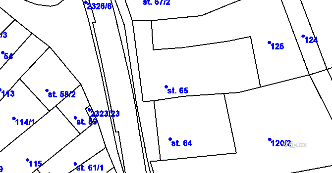Parcela st. 65 v KÚ Nechvalín, Katastrální mapa