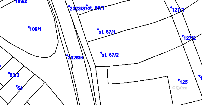 Parcela st. 67/2 v KÚ Nechvalín, Katastrální mapa