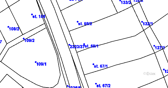 Parcela st. 69/1 v KÚ Nechvalín, Katastrální mapa