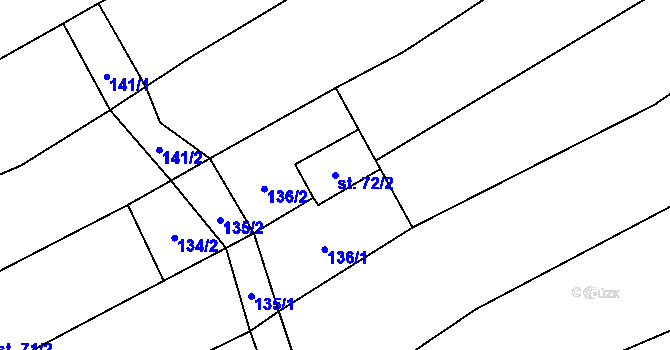 Parcela st. 72/2 v KÚ Nechvalín, Katastrální mapa
