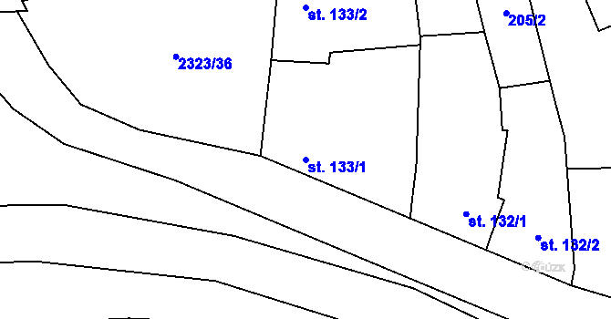 Parcela st. 133/1 v KÚ Nechvalín, Katastrální mapa