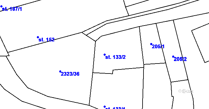 Parcela st. 133/2 v KÚ Nechvalín, Katastrální mapa