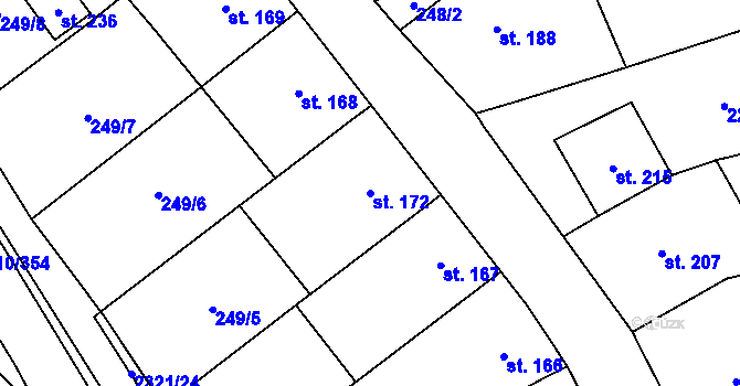 Parcela st. 172 v KÚ Nechvalín, Katastrální mapa