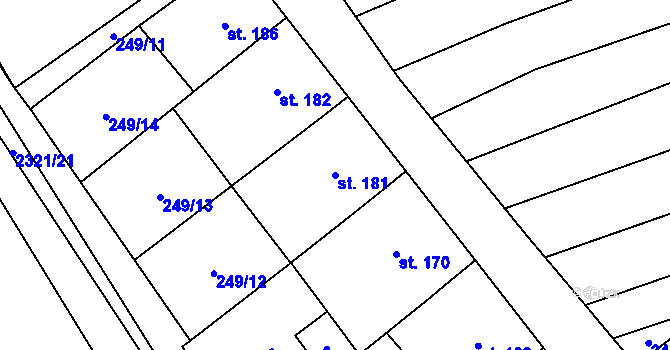 Parcela st. 181 v KÚ Nechvalín, Katastrální mapa