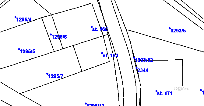 Parcela st. 183 v KÚ Nechvalín, Katastrální mapa