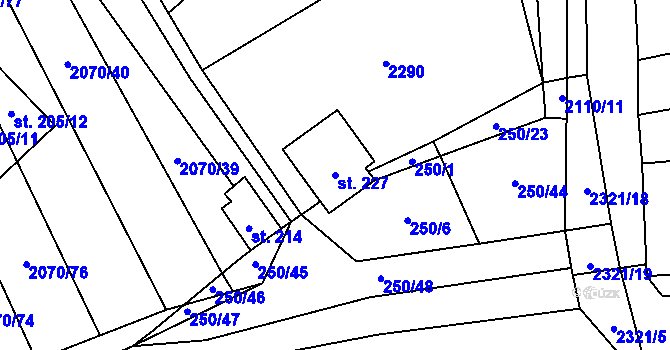 Parcela st. 227 v KÚ Nechvalín, Katastrální mapa