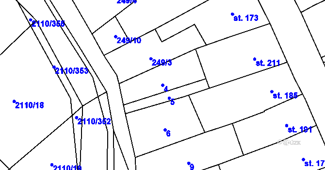Parcela st. 4 v KÚ Nechvalín, Katastrální mapa