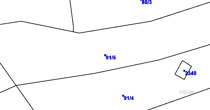 Parcela st. 91/5 v KÚ Nechvalín, Katastrální mapa