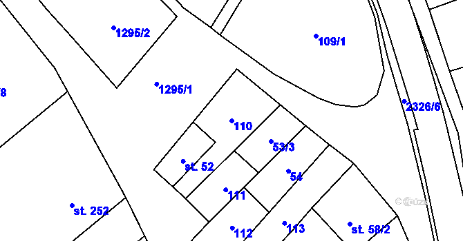 Parcela st. 110 v KÚ Nechvalín, Katastrální mapa