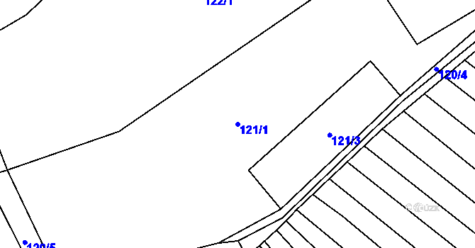 Parcela st. 121/1 v KÚ Nechvalín, Katastrální mapa